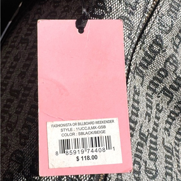 NWT Juicy Couture Women’s Carry-on Duffel Travel Bag Black/Cream - Picture 2 of 13